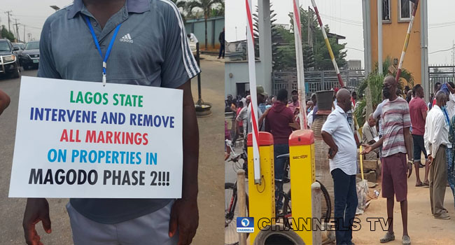 magodo-residents-protest,-seek-sanwo-olu’s-intervention-over-police-presence,-takeover-of-properties