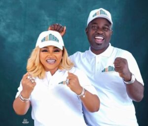 Mercy Aigbe and Kazim Adeoti 